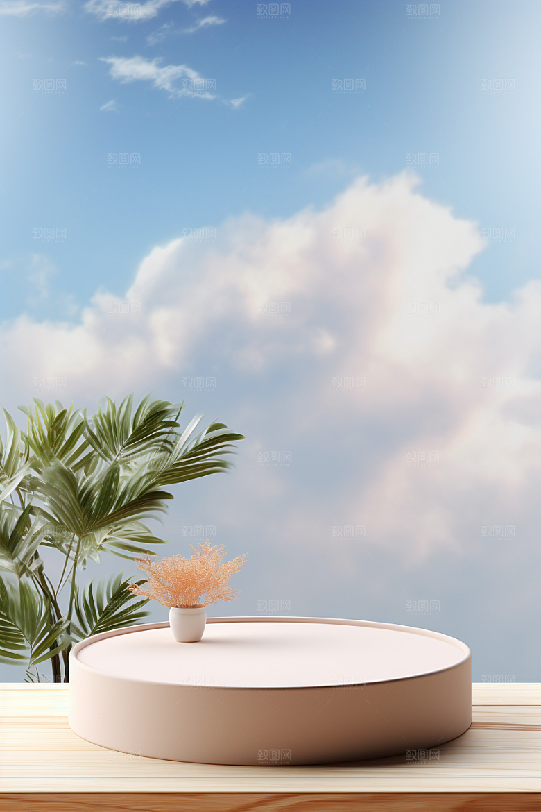 彩色简约高清产品展台电商背景