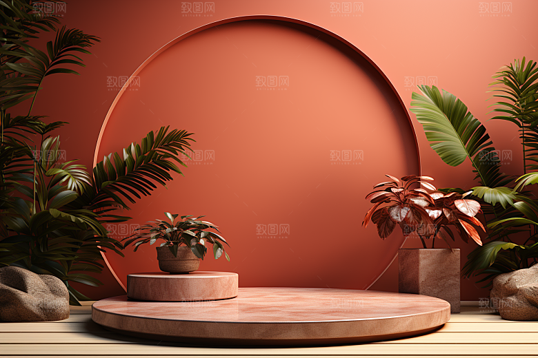 彩色简约产品展台自然电商背景