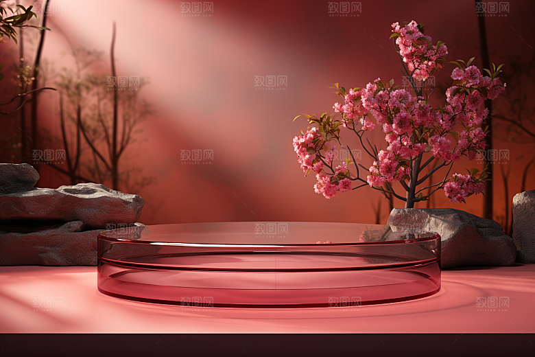 彩色简约购物产品展台电商背景