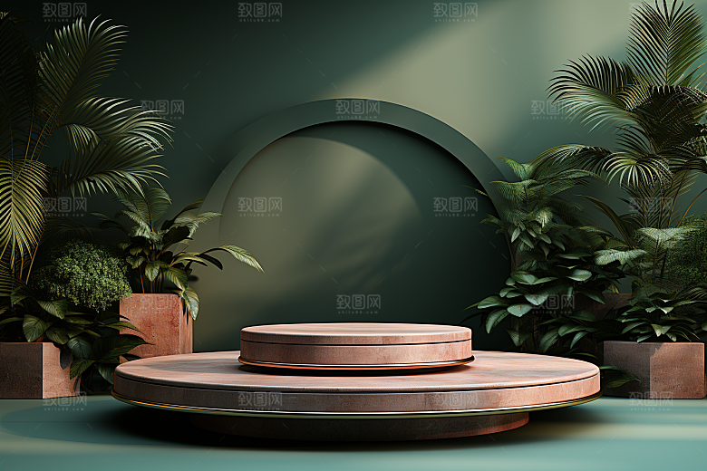 彩色简约促销产品展台电商背景