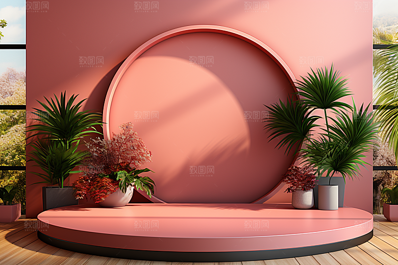 彩色简约高清产品展台电商背景