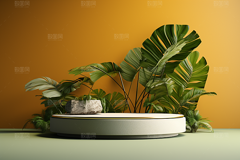 彩色简约时尚产品展台电商背景