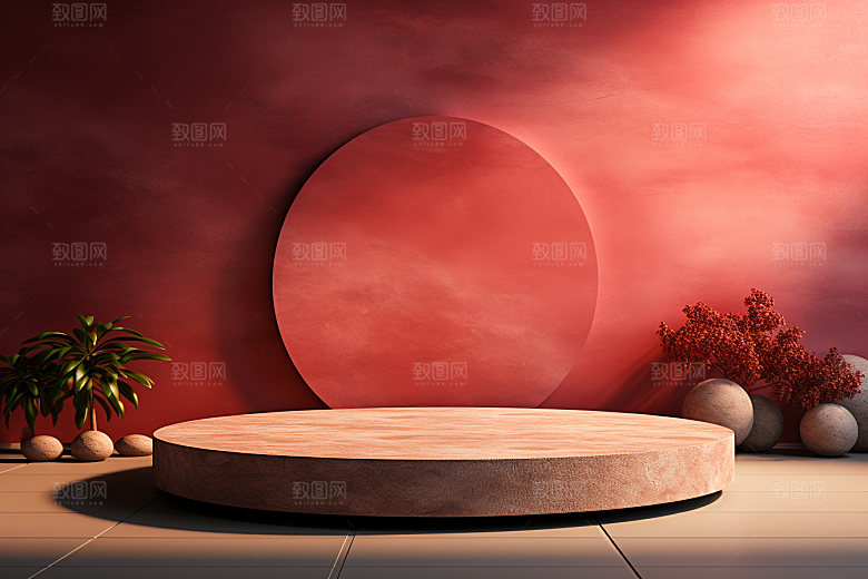 彩色简约促销产品展台电商背景