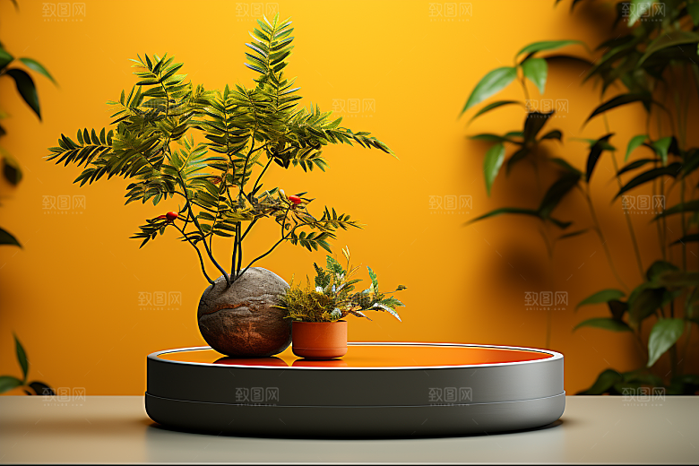 彩色简约质感自然电商背景