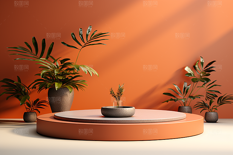 彩色简约产品展台高级感电商背景