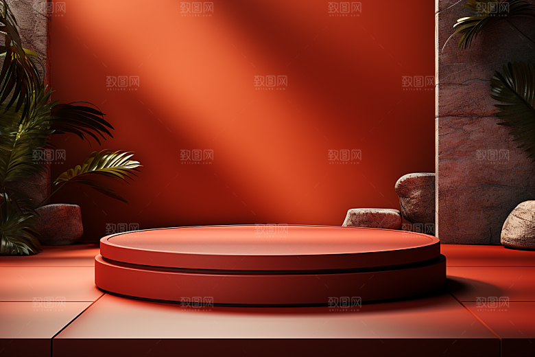 彩色简约产品展台促销电商背景