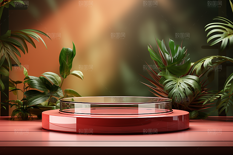 彩色简约产品展台高级感电商背景