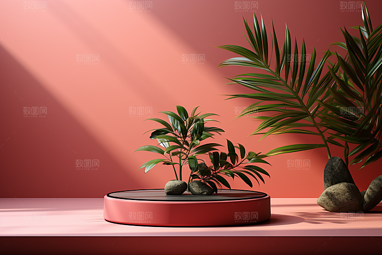 彩色简约产品展台高级感电商背景