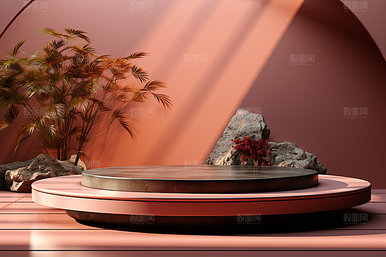 彩色简约促销产品展台电商背景