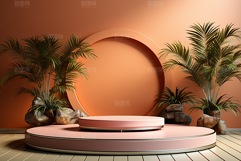 彩色简约产品展台购物电商背景