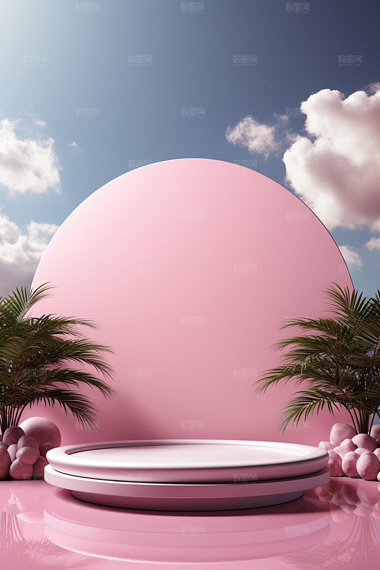 彩色简约高级感自然电商背景