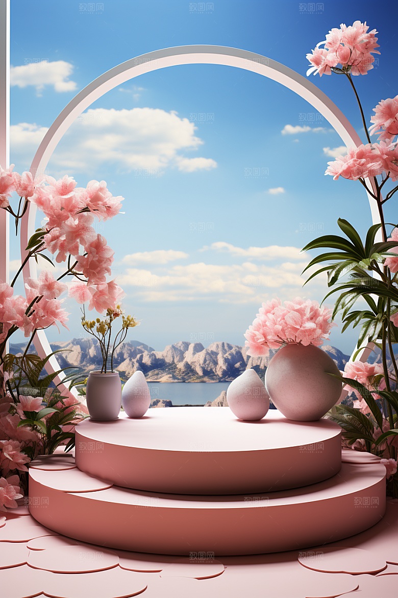 彩色简约产品展台INS风电商背景