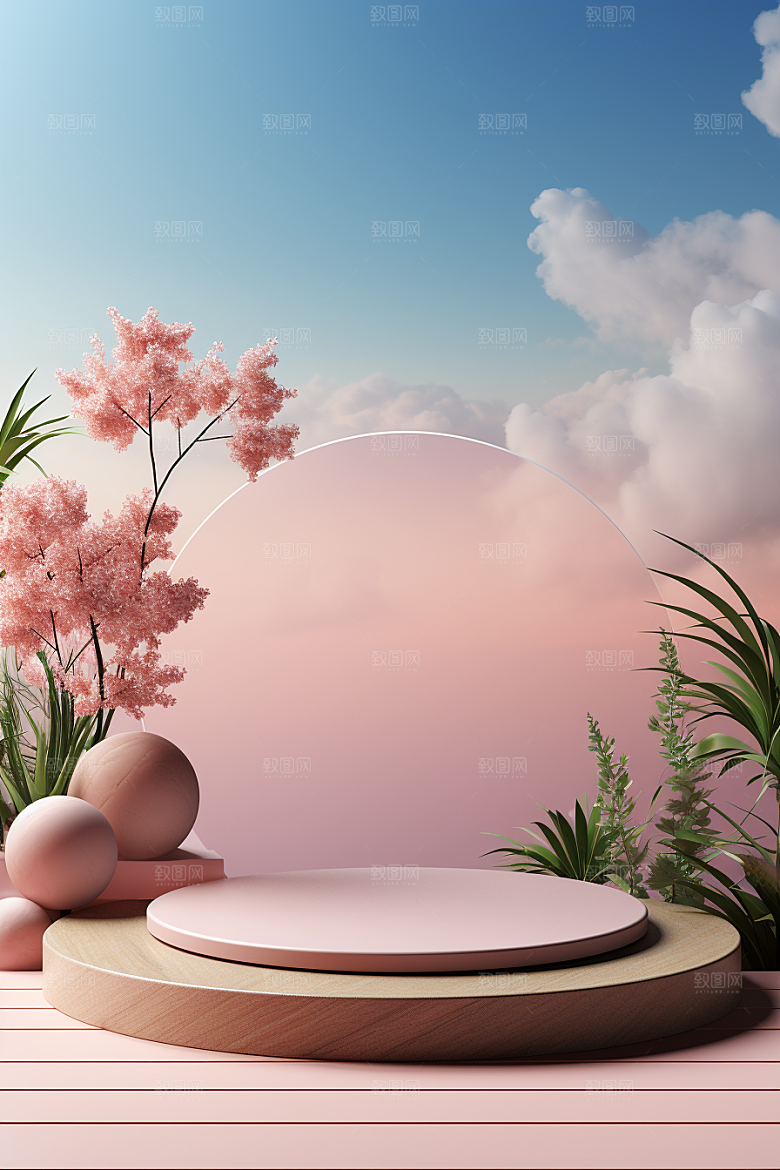 彩色简约时尚INS风电商背景