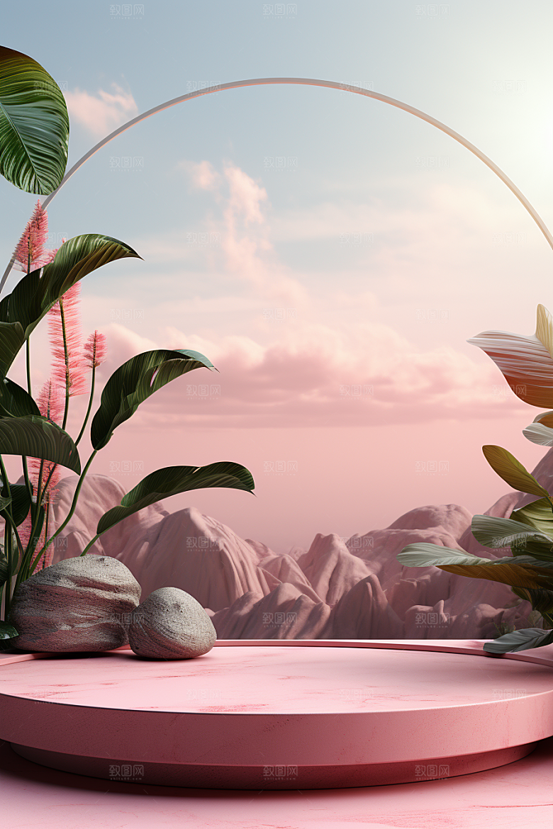 彩色简约INS风自然电商背景