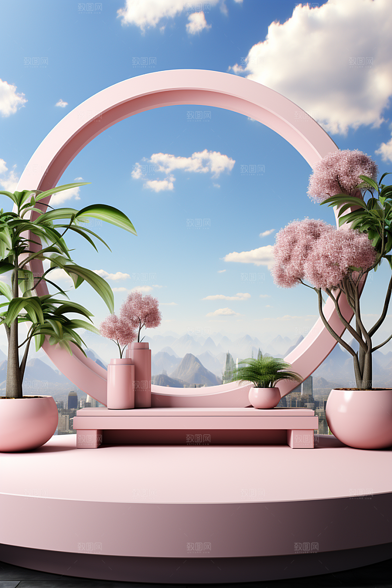 彩色简约INS风高级感电商背景