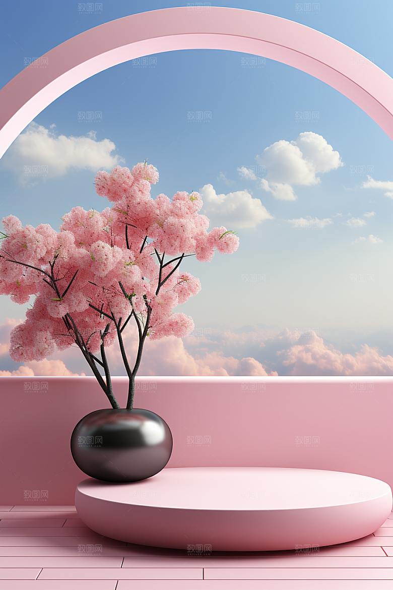 彩色简约INS风自然电商背景