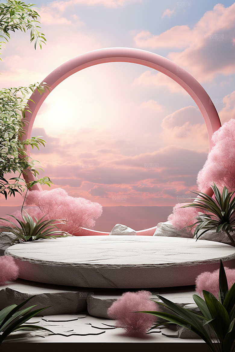 彩色简约产品展台购物电商背景