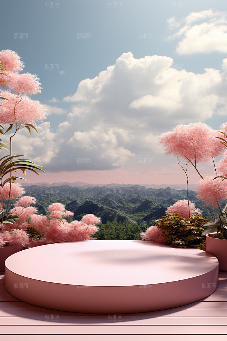 彩色简约购物产品展台电商背景