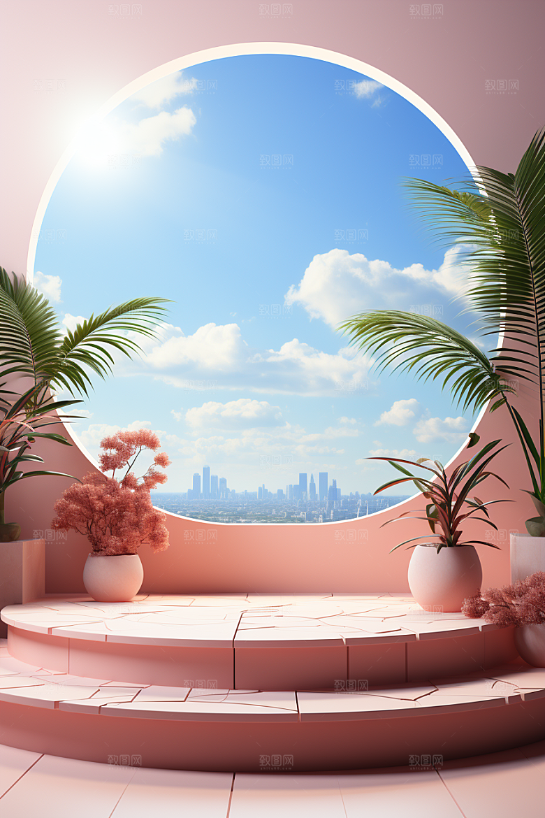 彩色简约高级感质感电商背景