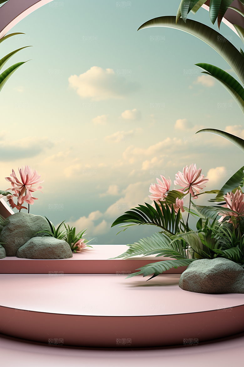 彩色简约INS风质感电商背景