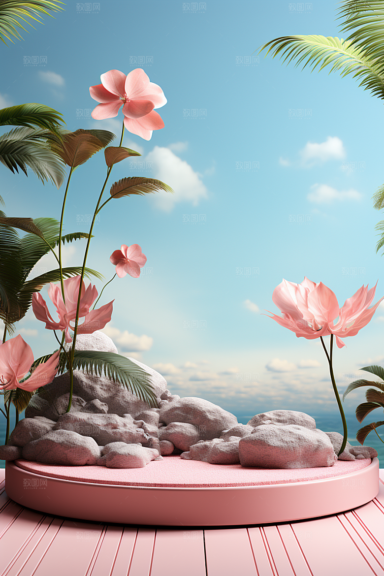 彩色简约INS风高级感电商背景