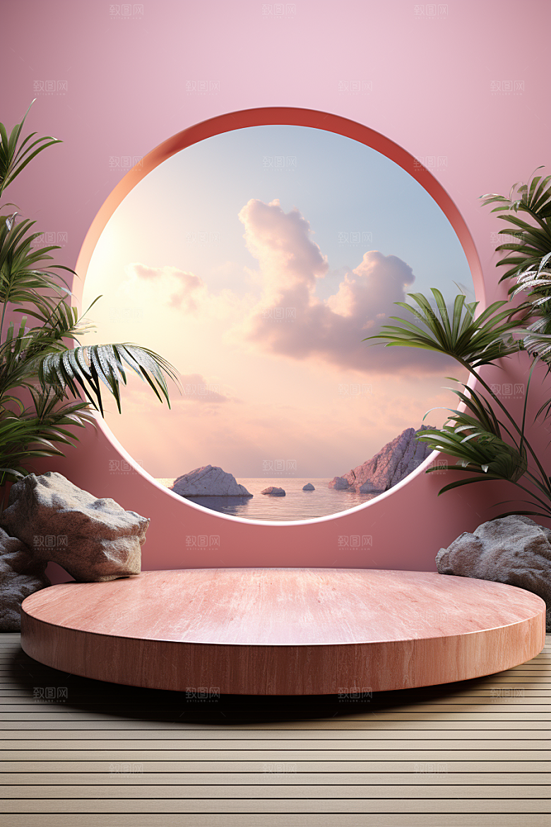 彩色简约产品展台精致电商背景