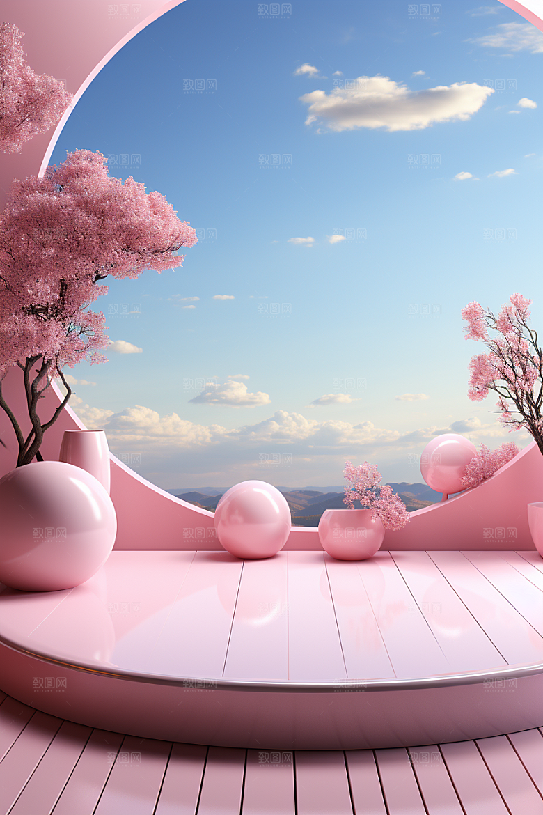 彩色简约产品展台精致电商背景