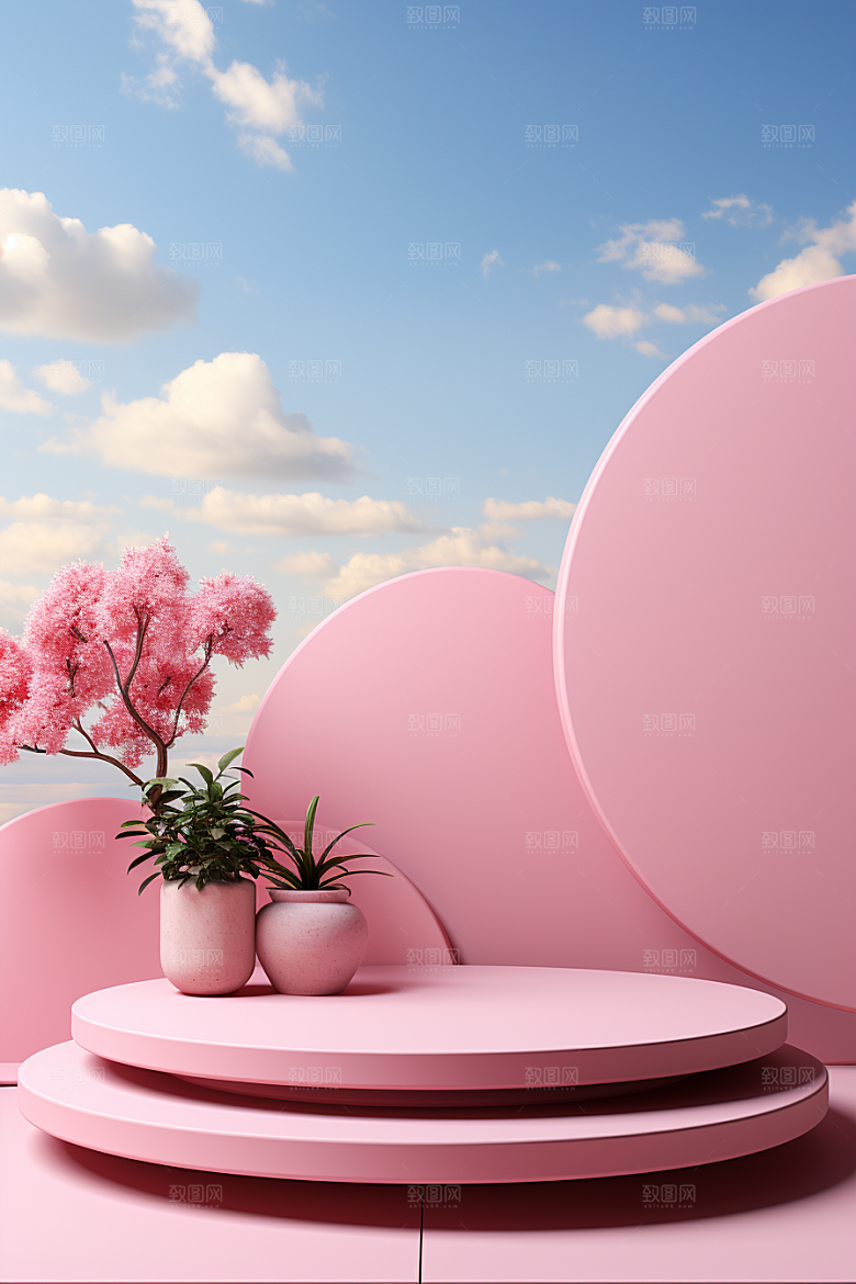 彩色简约精致高级感电商背景