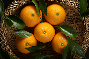 橙子采摘果篮果篮摄影图