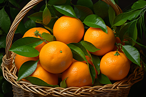 橙子采摘果篮水果摄影图