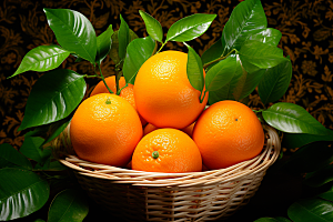 橙子采摘柑橘果篮摄影图