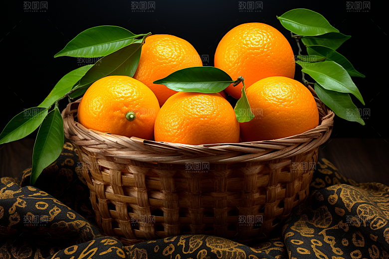 橙子采摘美食果篮摄影图