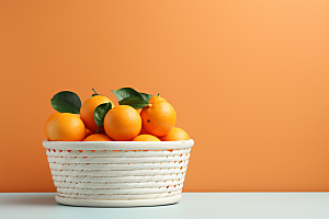 橙子采摘果篮高清摄影图