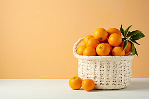 橙子采摘高清果篮摄影图