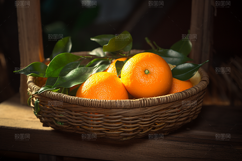 橙子采摘果篮柑橘摄影图