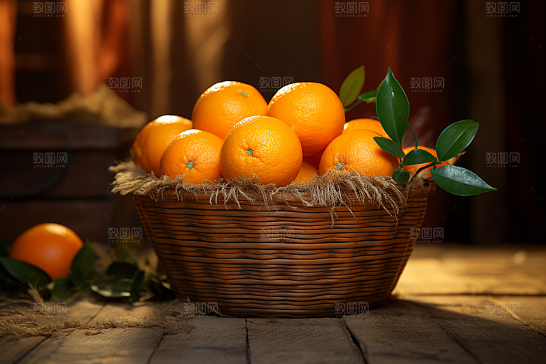 橙子采摘果篮柑橘摄影图
