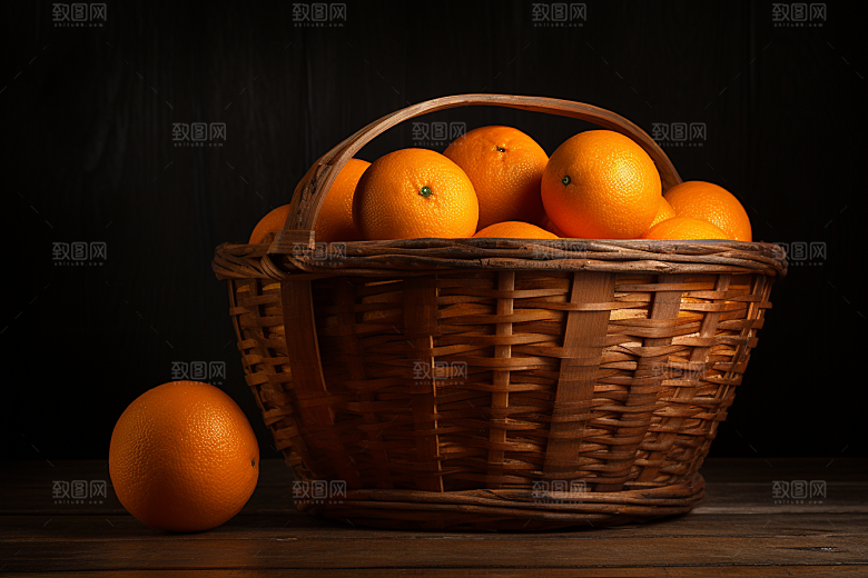 橙子采摘美食果篮摄影图