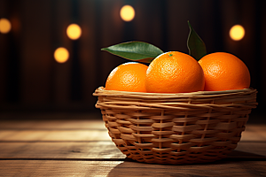 橙子采摘美食果篮摄影图