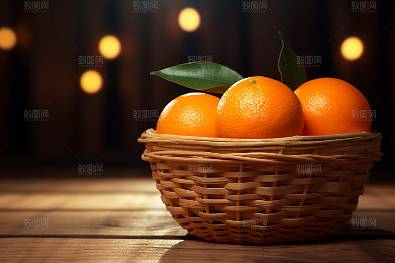 橙子采摘美食果篮摄影图