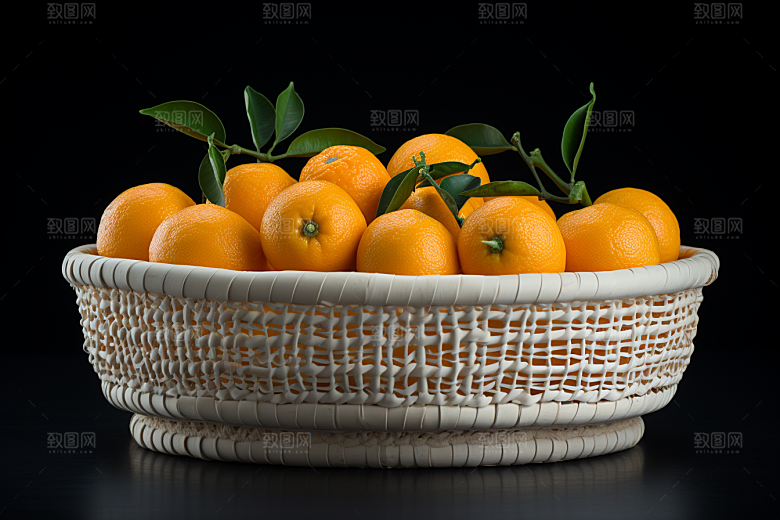 橙子采摘果篮柑橘摄影图