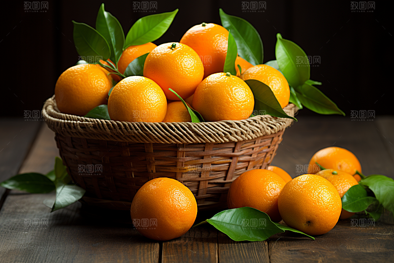 橙子采摘果篮美食摄影图