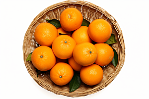 橙子采摘美味果篮摄影图