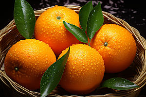 橙子采摘果篮脐橙摄影图