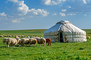 草原牧场风吹草低见牛羊内蒙古摄影图