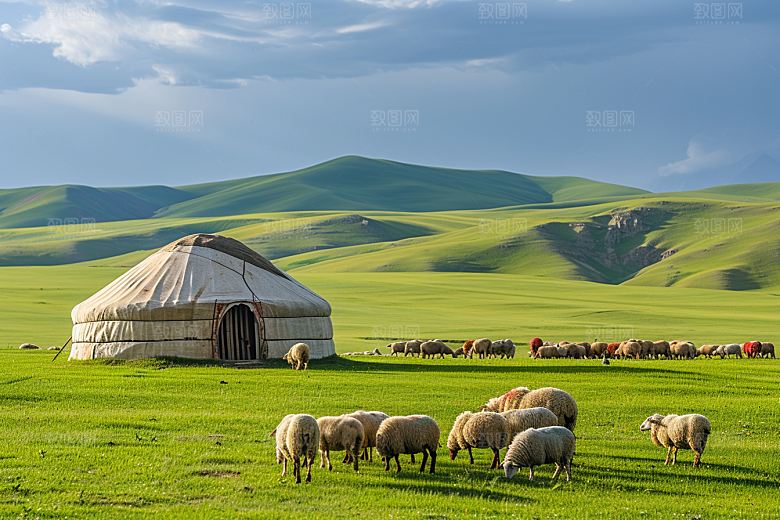 草原牧场旅游绿色摄影图