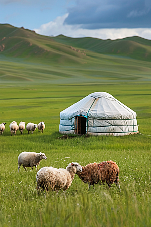 草原牧场西北内蒙古摄影图