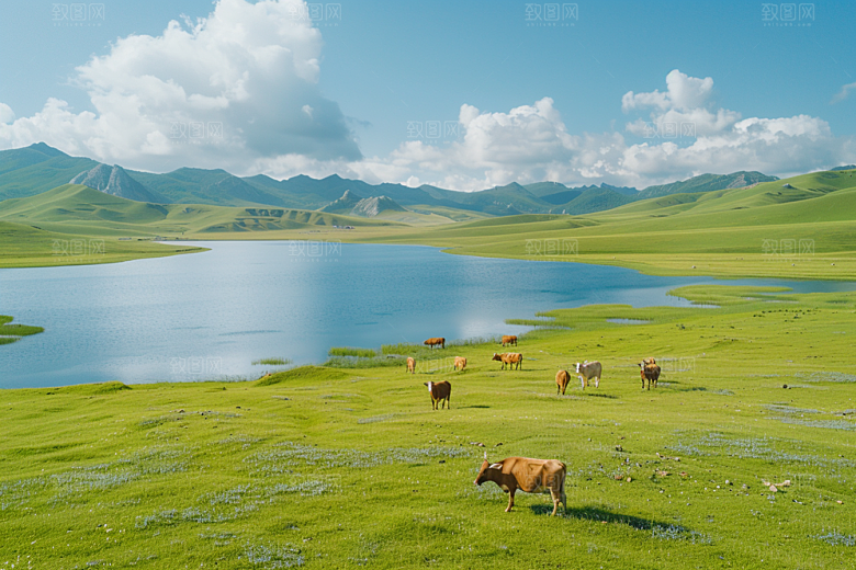 草原牧场旅游风光摄影图