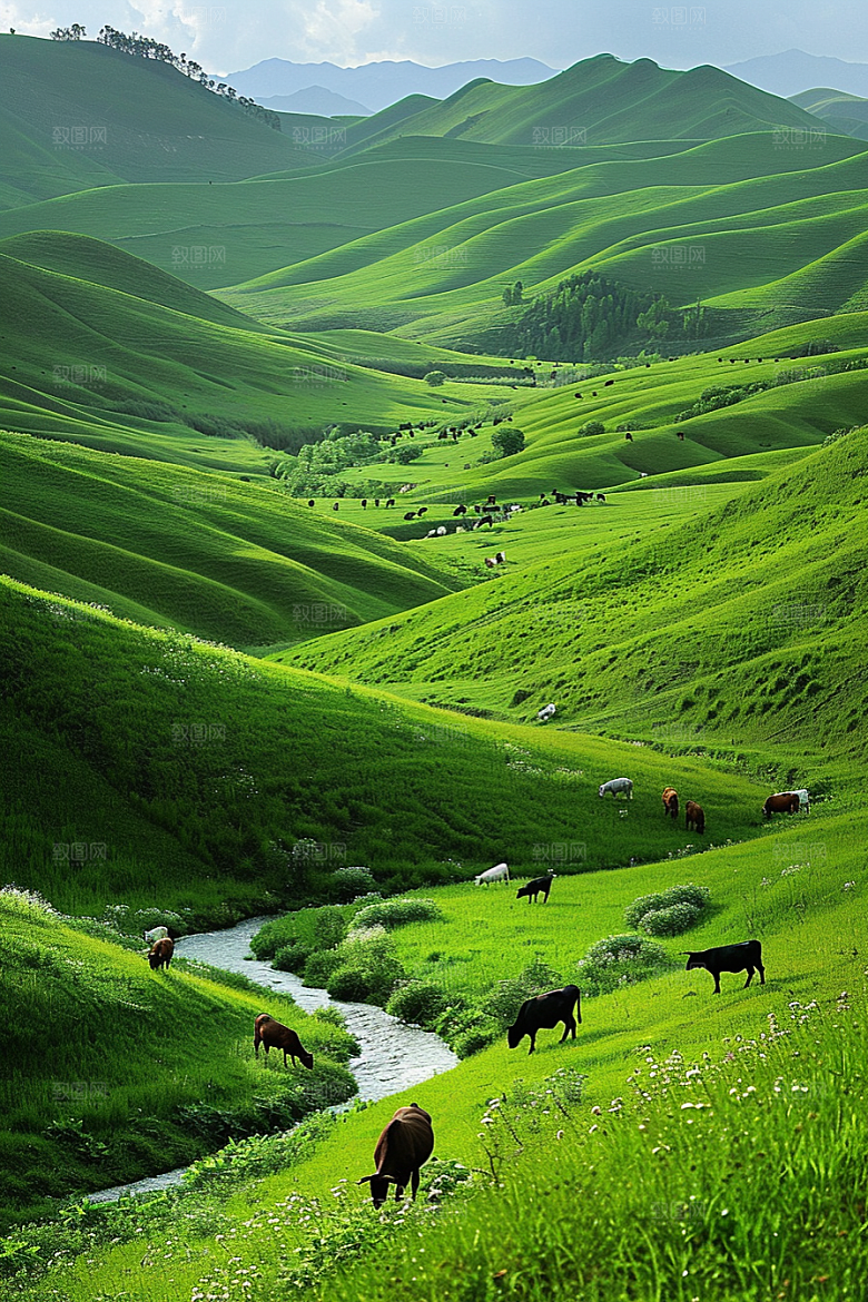 草原牧场自然旅游摄影图