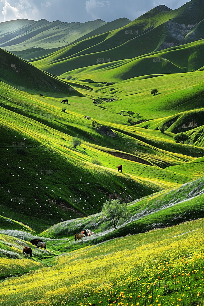 草原牧场风光旅游摄影图