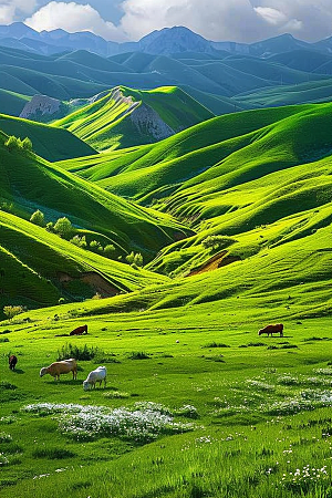 草原牧场内蒙古草场摄影图